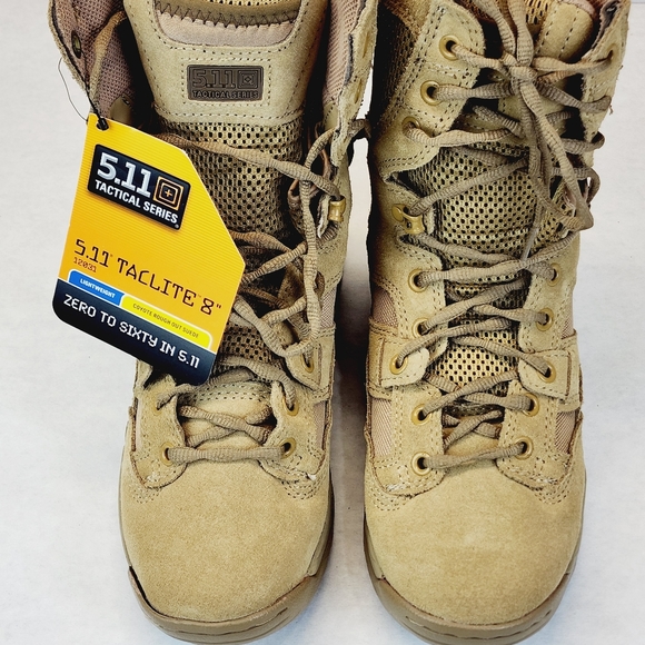 Men's 5.11 Tactical Taclite 8" Coyote Suede Combat Patrol Hunting Boot - Picture 2 of 8